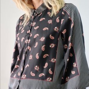 Zara Patterned Button Down with Kimono Sleeves